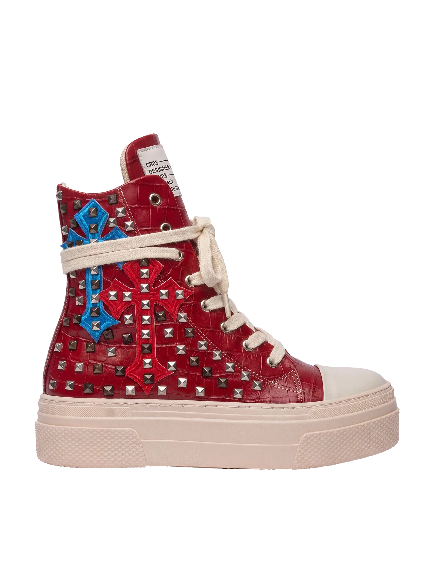 CALIPSO COCO — Rosso con croci e borchie