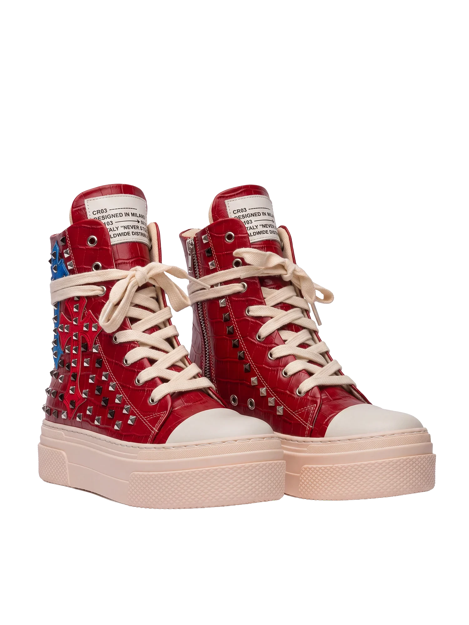 CALIPSO COCO — Rosso con croci e borchie