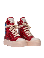 CALIPSO COCO — Rosso con croci e borchie