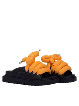 Sandalo — Pelle nera — TB Arancione