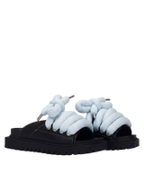 Sandal - Black Leather - TB Light Blu