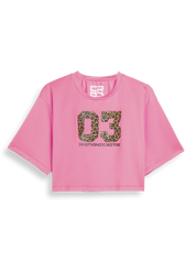 Verkürztes 03 T-Shirt mit Leopardenprint — Pink