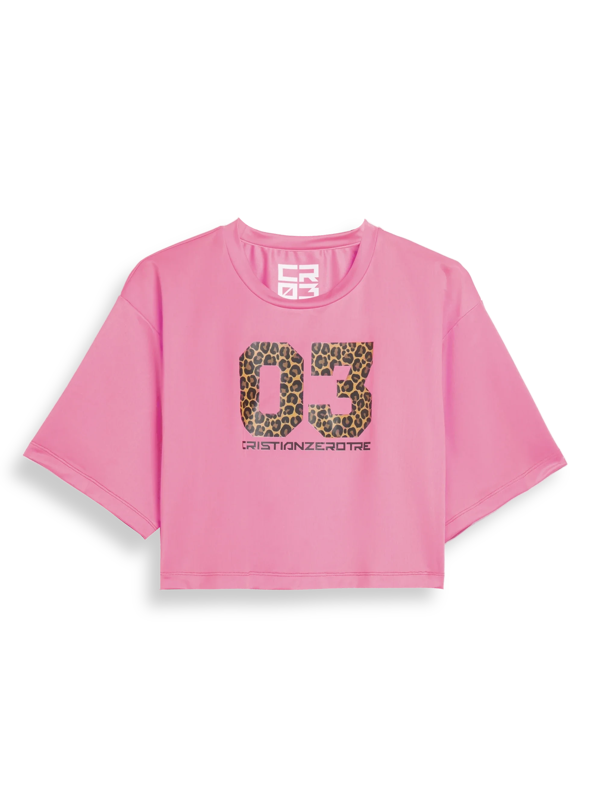 Verkürztes 03 T-Shirt mit Leopardenprint — Pink