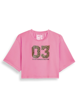 Verkürztes 03 T-Shirt mit Leopardenprint — Pink